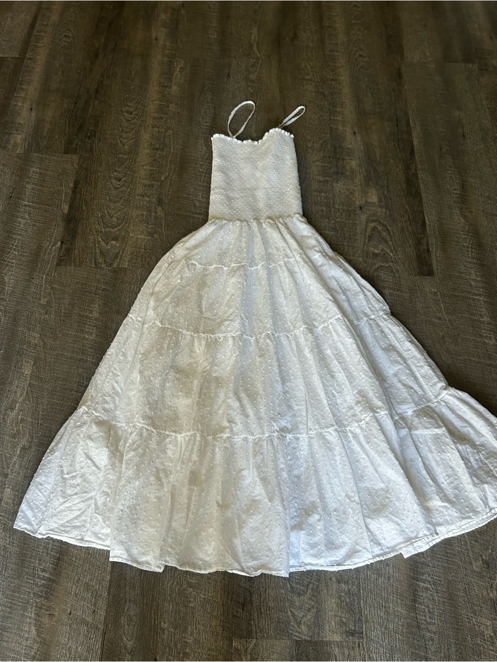 Peixoto White Backless Tiered Eyelet Sundress